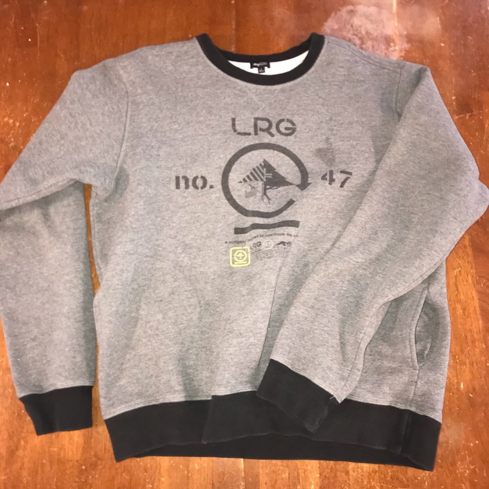 Lrg men’s crewneck sweatshirt, gray, size large